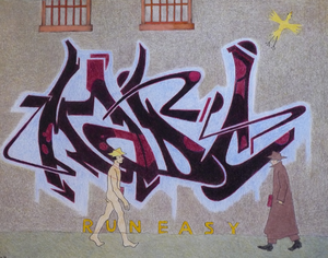 kleurpotloodtekeningen. Abstracte composities met figuren en dieren