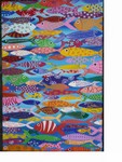 The Fishes I paint represent the abundancy of women in our society and how men approach us.