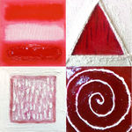 Kleine schilderijtjes in gemengde techniek, o.a. olieverf, pastel, giethars