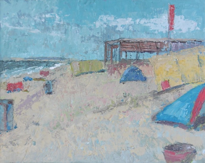Strand tafereel met Zeecafé