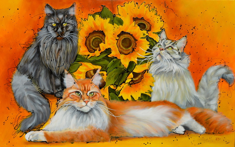 3 Fluffy Flowercats