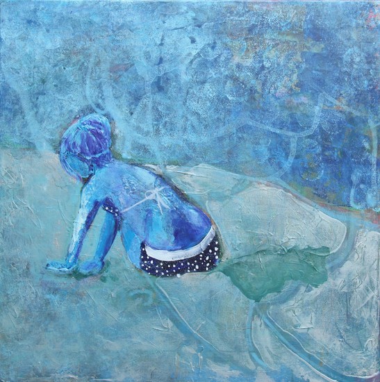 Klein Geluk- meisje op strand