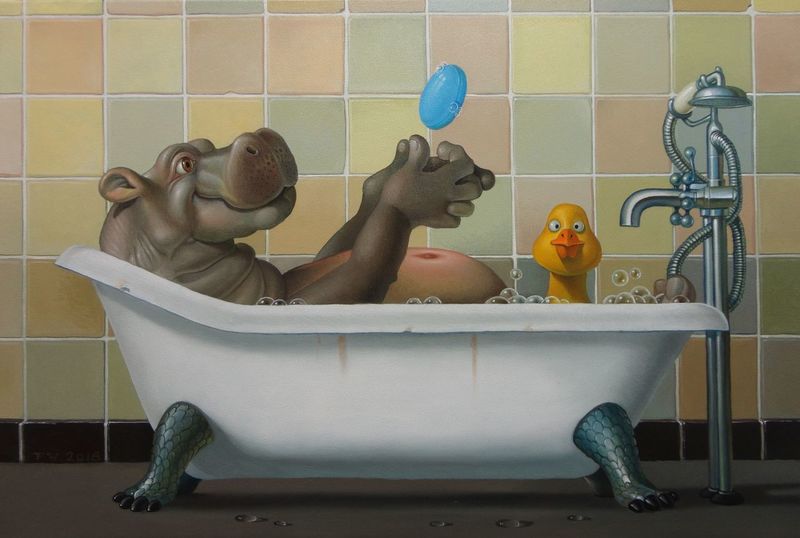 Nijlpaard in bad