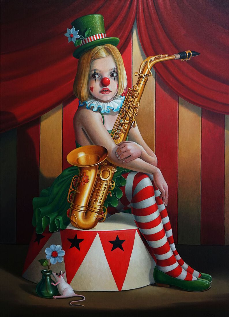 Clowntje met saxofoon