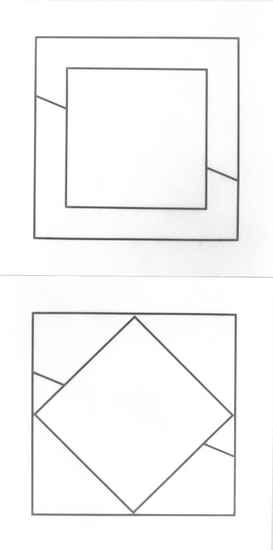 Rotating square, 0 degrees and 180 degrees