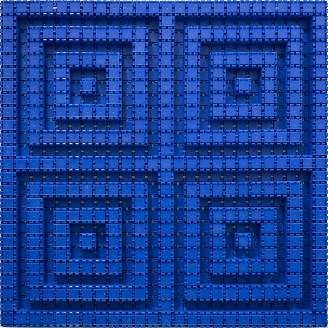 Zeventien blauwe vierkanten