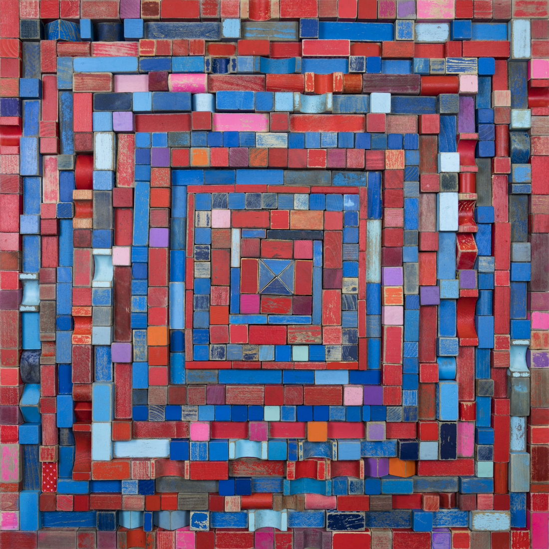 Acht blauwe en rode vierkanten