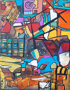 Kleurrijk abstract op canvas