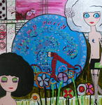 Een serie doeken uit 2007 over 'Happy Girl', een vrouw die vele kanten heeft en deze aan het doek heeft toevertrouwd.