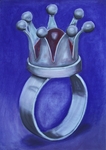 'Artists impression' van een ring, creatie Teunis van de Kamp. Hij maakt unieke zilveren ringen en experimenteert met voorstellingen en onderwerpen