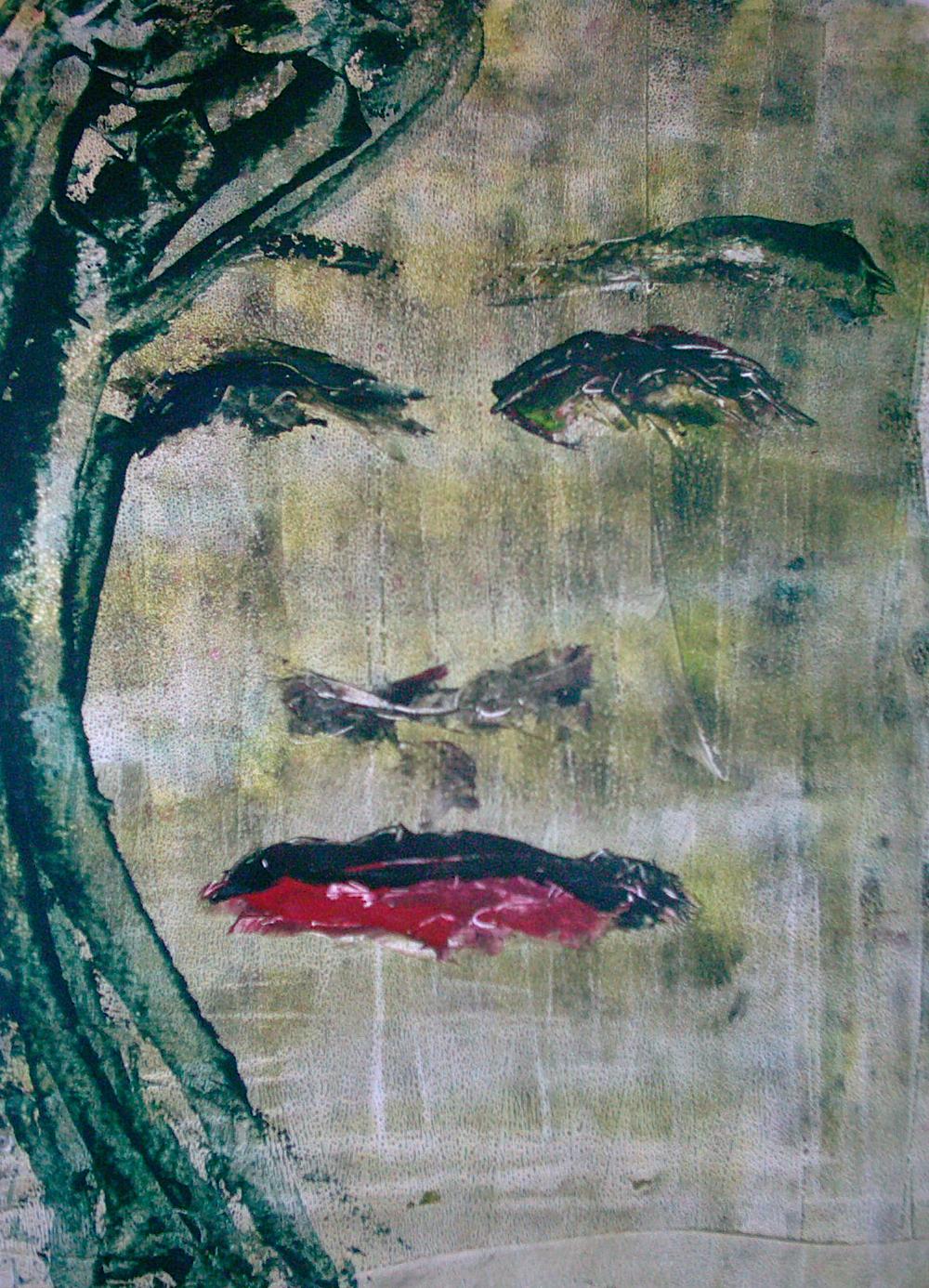 Transparant face in green