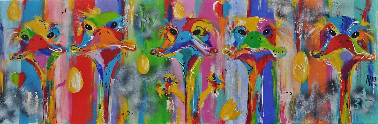 STRUISVOGELS MET JONG