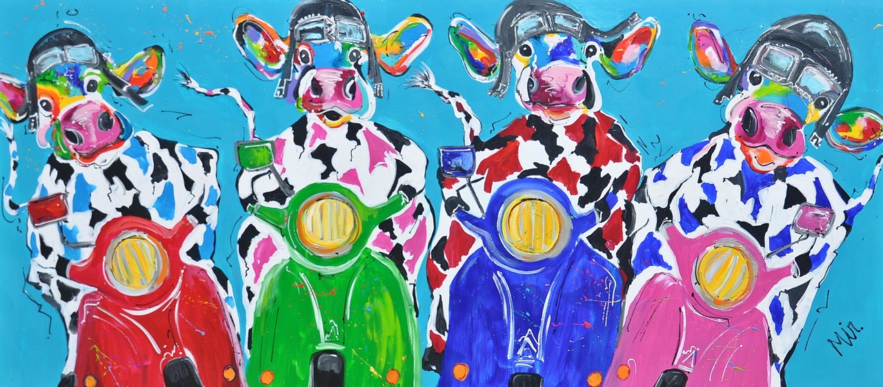 GRAPPIGE KOEIEN & SCOOTERS