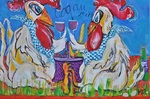 Kleurrijke stijl en vormgeving van zeer expressif abstact figuratieve combinatie