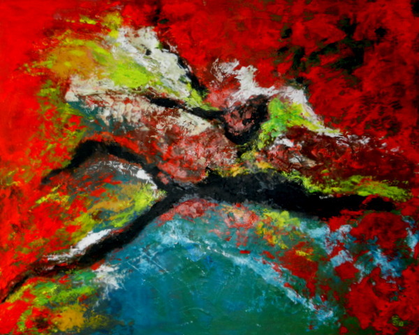 compositie in rood en groen