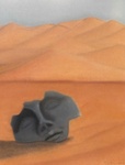 diverse pasteltekeningen van een woestijn met menselijke figuren