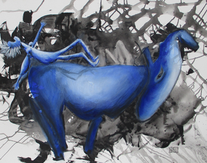 blue paintings by Bikkel Artist through the years
