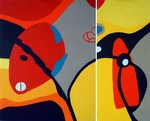 In deze Galerie treft u enkele schilderijen aan die zijn gemaakt op glasweefsel. Zowel losse schilderijen als combinaties van 2 of 3 elementen. De hoogte is steeds gelijk: 80cm. Voor meer werk op deze ondergrond en ander werk gegroepeerd naar formaten, zie: Portfolio.