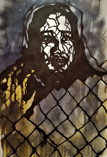 Behind a fence