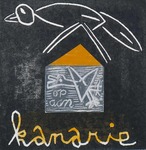 'Er zijn verder onweerstaanbaar kleine lino's te koop'. Dolf Welling (kunstcriticus). Het beeldformaat van de getoonde grafiek is 10 x 10 cm. Ze kosten 90 Euro en worden dan in een passepartout van 20 x 25 cm. per post thuisbezorgd. Voor deze maat is een keur van lijstjes verkrijgbaar.