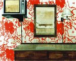 'Motelkamers', 2000/2001. Schilderijen op ware grootte met daarop motelkamers geschilderd. Het draait om de sfeer in de kamer waarin anonimiteit hoogtij viert om iedereen 'thuis' te laten voelen. Hierin ligt naar mijn mening een wezenlijk contrast omdat 'je thuis voelen' juist niet anoniem is.