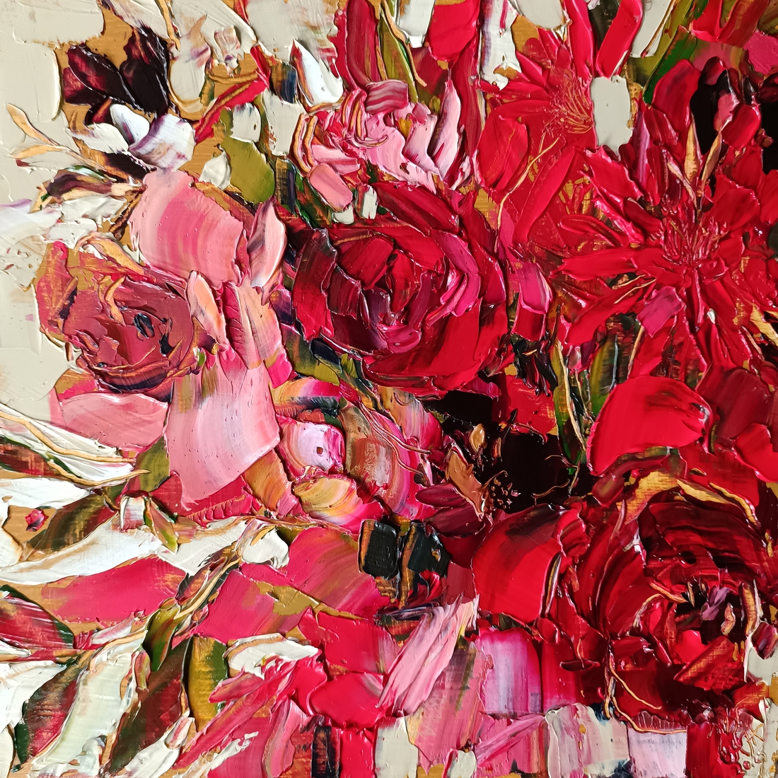 Bloemencompositie met rozen - semi abstract Nr. 47