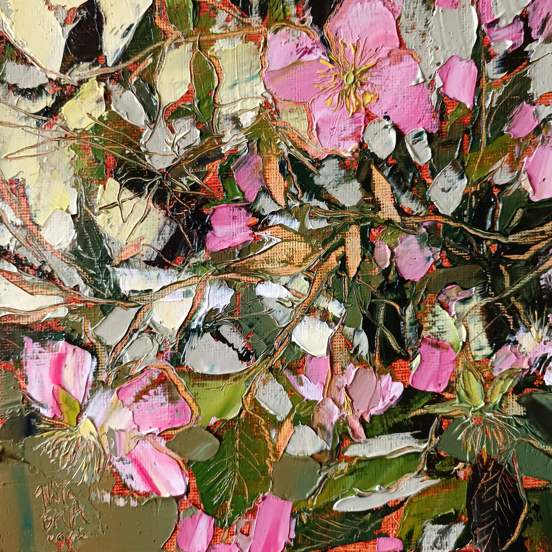Bloemencompositie met wilde rozen – semi-abstract nr. 52