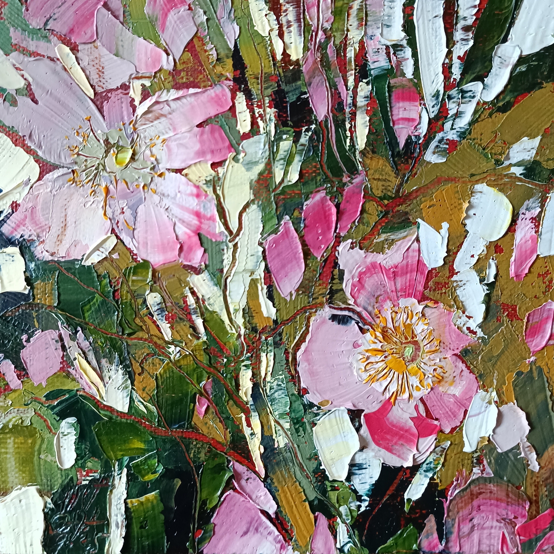 Bloemencompositie met wilde rozen – semi-abstract nr. 53