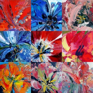 Impressie van kleuren, licht en textuur van bloemen.