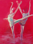 schilderijen en pastels met ballet en dans voorstellingen als ook schilderijen met muzikanten.