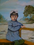 Oilpainting of a young girl in a landscape
