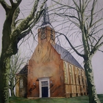 In opdracht - 6 aquarellen - 500 jaar Dorpskerk Barendrecht