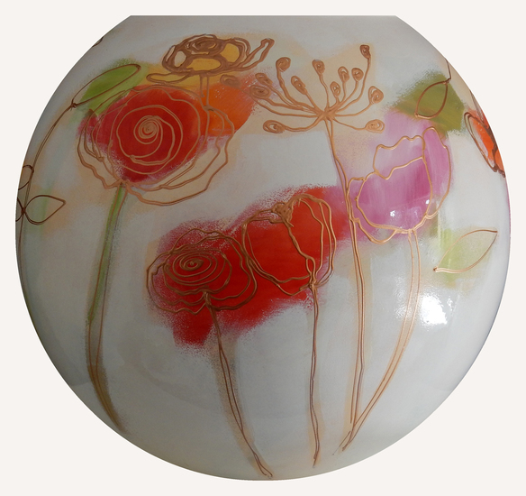 vaas 'wit, rood, oranje & goud'