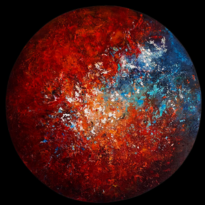 ronde acryl mixed media schilderijen