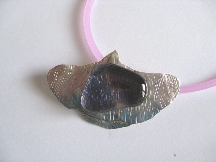 Gingko blad zilver met fused glas