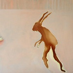 OI-inkt, houtskool, bister, acrylverf op doek