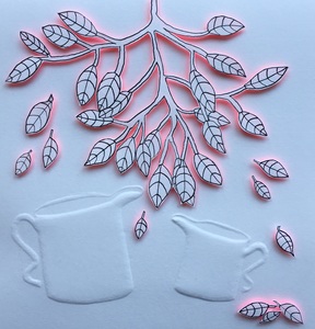 Tekeningen: OI-inkt, acrylverf en blinddruk (3D) op papier