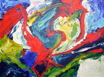 EXPOSITIE IN VORM EN KLEUR. De werkstukken zijn uitgevoerd in acryl op paneel.Beeld formaten 60 x 80. Ze worden geleverd in een donker blauwe houten lijst. Bij aankoop wordt een certificaat van echtheid verstrekt. Unicaat gegarandeerd.