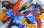 EXPOSITIE IN VORM EN KLEUR De werkstukken zijn uitgevoerd in gouache met vetkrijt op zwaar papier. Ze worden geleverd in een zilverkleurige lijst met zuurvrij passe partout. Afhankelijk van de beeld grootte in de formaten 40 x 50, 50 x 65, 50 x 70 en 60 x 80. Bij aankoop wordt een certificaat van echtheid verstrekt.