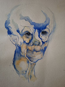 Aquarel naar eigen nylon werk of vanuit fantasie.
