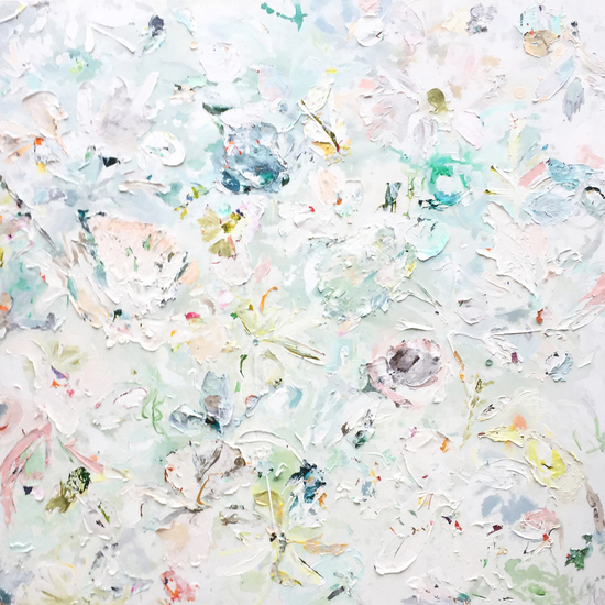 Bloom XXL | 150 x 150 cm | expo bij galerie ArtFusion Amsterdam | VERKOCHT