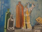 Stilleven, geschilderd op papier met acrylverf