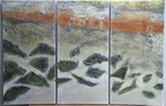 Abstracte schilderijen met materieschilderen.