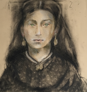 werk op papier met pastel en pastelpotloden