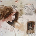 Gemengde techniek op papier, veelal grote schilderijen van menselijke figuren in combinatie met abstracties,collages, foto's en teksten.