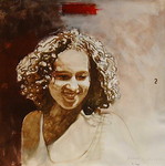 Met behulp van een goede foto maak ik portretten in opdracht, eventueel uitgevoerd als eigen werk, te zien in de groep :'Vrouwen' Prijs: Sec portret 50 x 70 cm.....E 800.= Als eigen werk 100 x 100 cm...E 1900.=