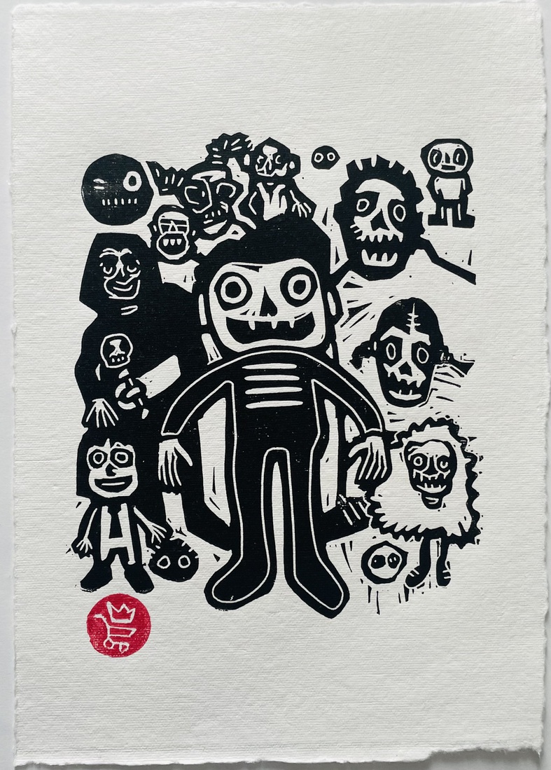 “These aren’t just linocut doodles. They’re how I speak when nobody listens.”