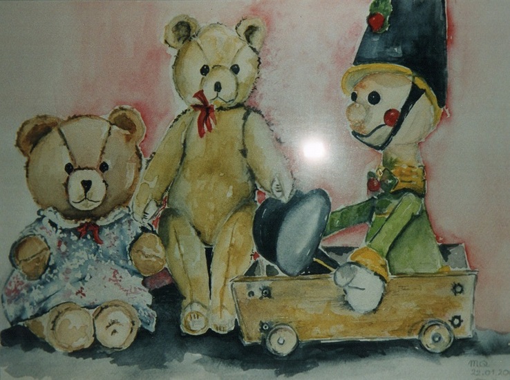 Aquarel twee beren, pop, houten speelgoed  MARUA1106  € 295