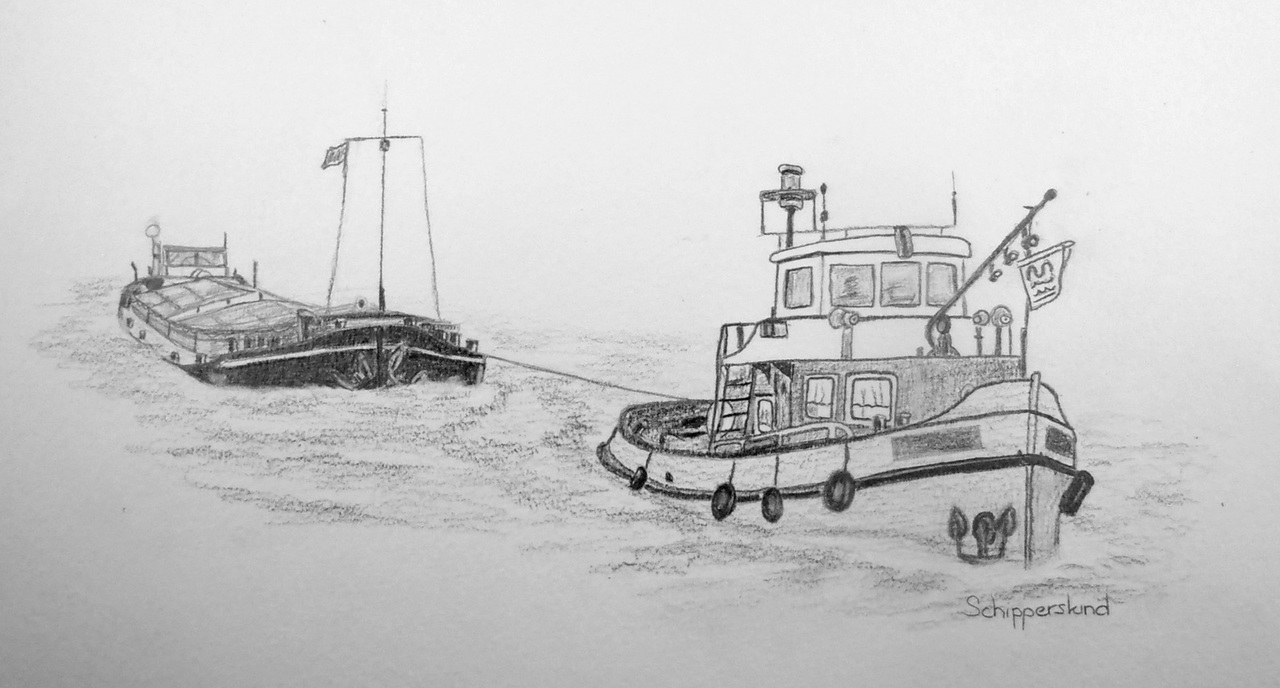 Sleepboot Hendrik met sleepschip
