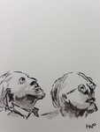 Schetsmatige tekeningen, met pen en oostindische inkt.